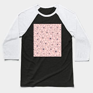 Pink Water Color Flower Pattern Baseball T-Shirt